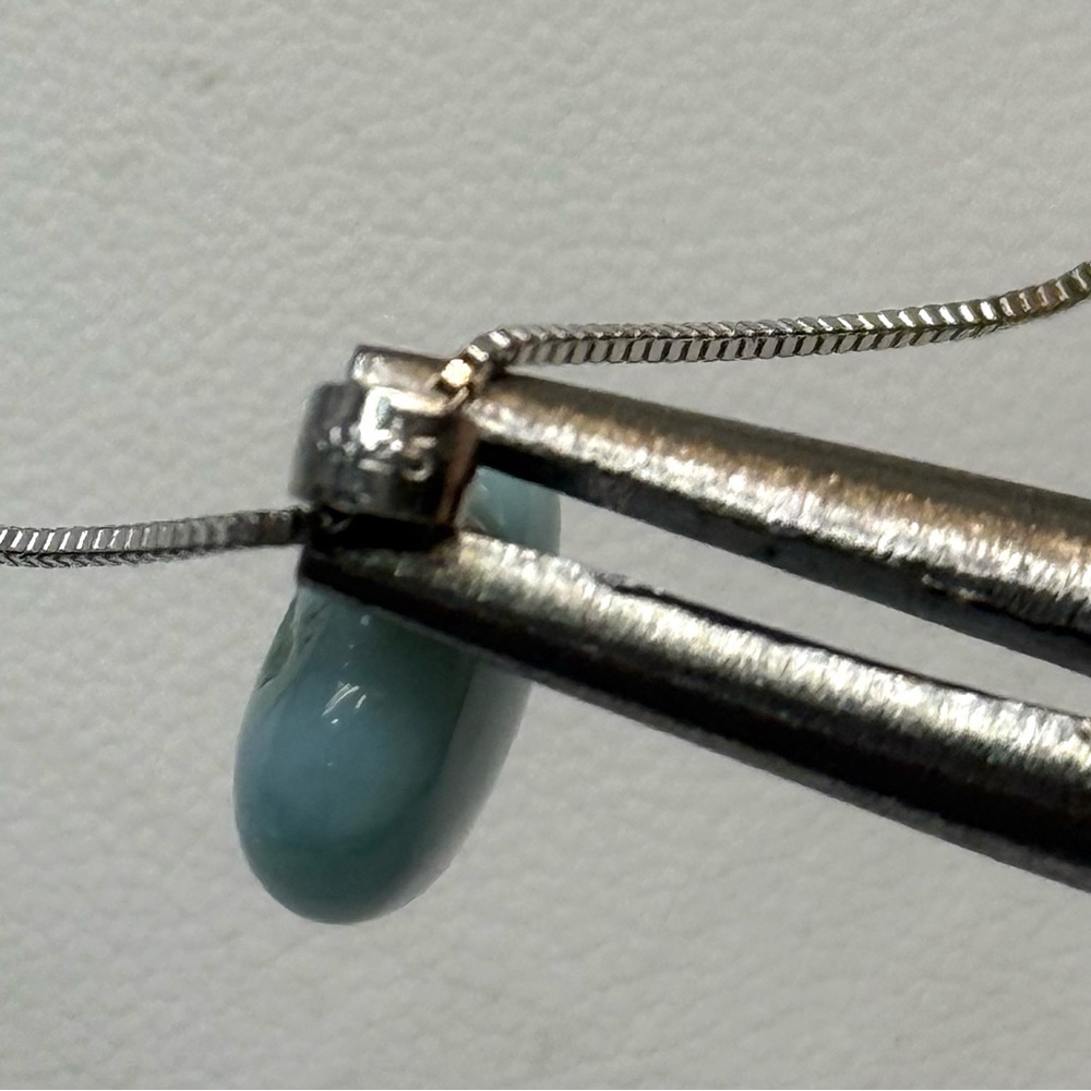NL1 Natural Organic Dominican Heart LARIMAR Pendant Solid SterlingSilver S925 - Picture 5 of 6